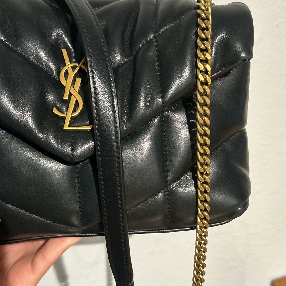 Yves Saint Laurent Black Leather Toy Puffer Bag with Gold Chain - Picture 6 of 10